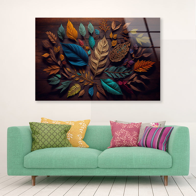 Leaves Art and Painting Acrylic Glass Print Tempered Glass Wall Art 100% Made in Australia Ready to Hang - Bella Home Decor