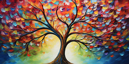 Rainbow Tree of Life Wall Art Canvas Office Home Room Framed 120x60cm - Bella Home Decor