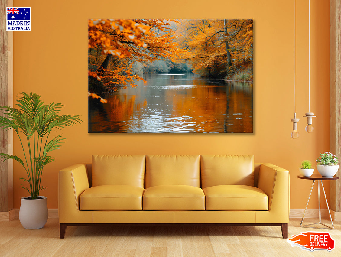 View of River Surrounded By Trees Print 100% Australian Made - Bella Home Decor