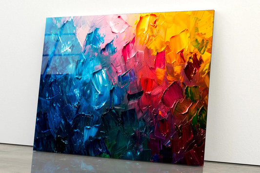 Colorful Abstract Oil Painting  Acrylic Glass Print Tempered Glass Wall Art 100% Made in Australia Ready to Hang