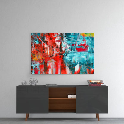 Red Blue Abstract UV Direct Aluminum Print Australian Made Quality