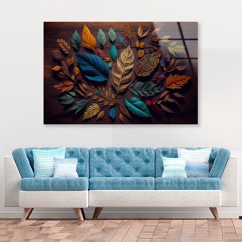Leaves Art and Painting Acrylic Glass Print Tempered Glass Wall Art 100% Made in Australia Ready to Hang - Bella Home Decor