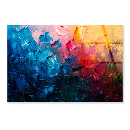 Colorful Abstract Oil Painting  Acrylic Glass Print Tempered Glass Wall Art 100% Made in Australia Ready to Hang