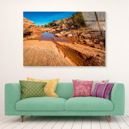 Arizona Sandstone with Rocks Acrylic Glass Print Tempered Glass Wall Art 100% Made in Australia Ready to Hang