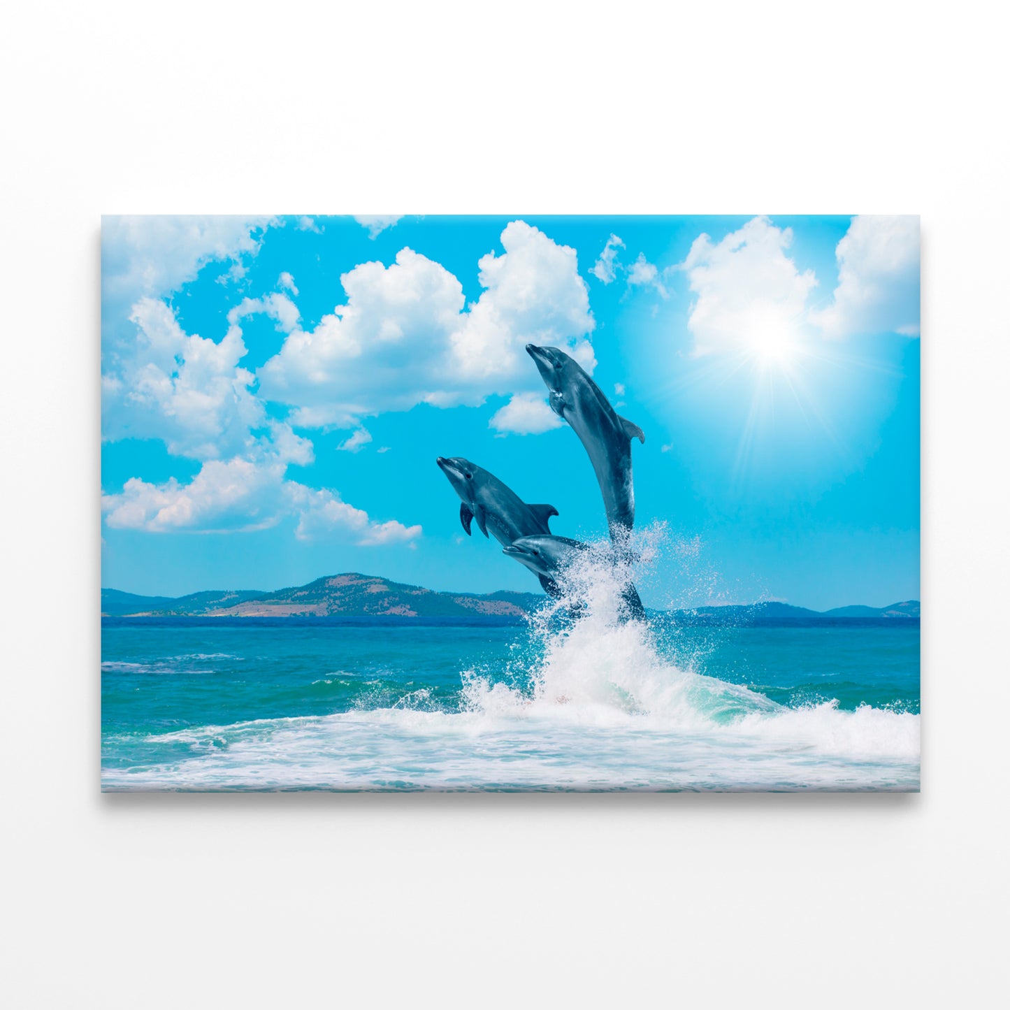 Dolphins Jumping on Water Wall Art Decor 100% Australian Made - Bella Home Decor