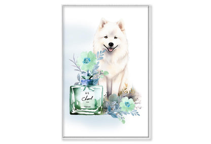 Perfume, Samoyed Dog Wall Art Limited Edition High Quality Print Canvas Box Framed White