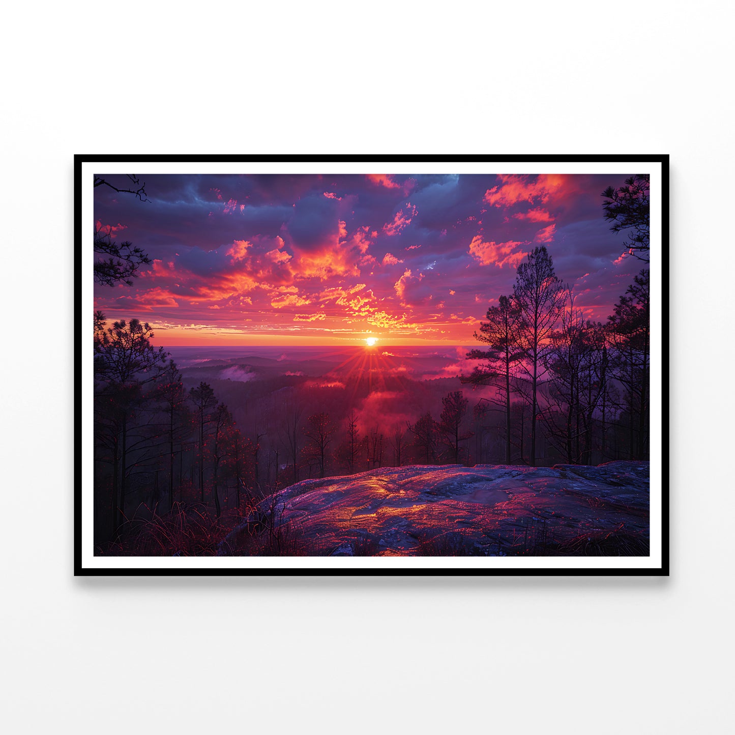 Sunset in the Mountains, Trees Home Decor Premium Quality Poster Print Choose Your Sizes - Bella Home Decor