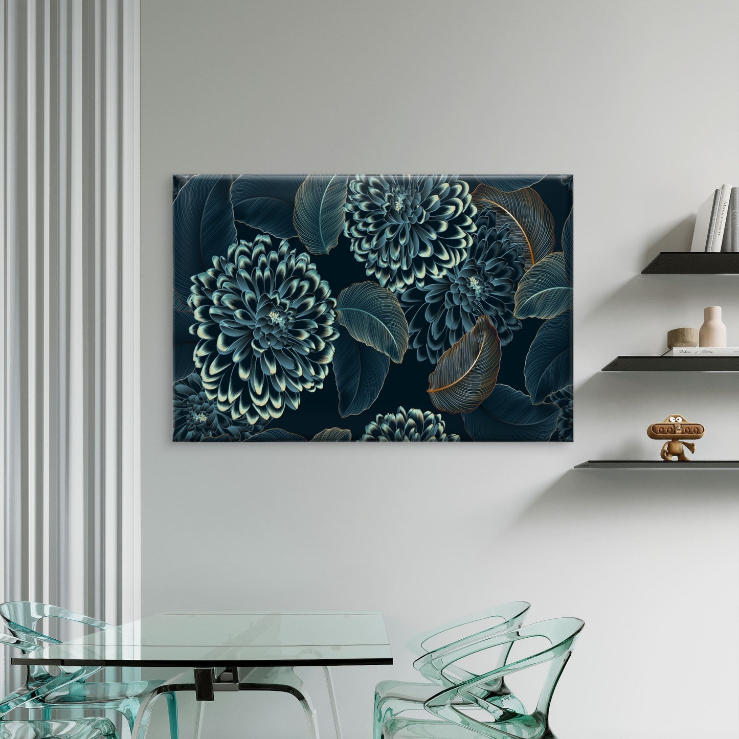 Luxury Blue Gold Floral Seamless Pattern Wall Art Decor 100% Australian Made