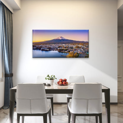 Fuji Mountain Kawaguchiko Lake Sunset Japan Volcanic Wall Art Canvas Office Home Room Framed 120x60cm