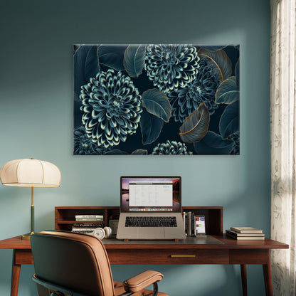 Luxury Blue Gold Floral Seamless Pattern Wall Art Decor 100% Australian Made