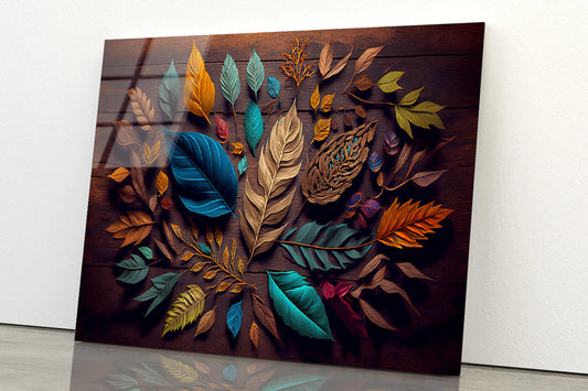 Leaves Art and Painting Acrylic Glass Print Tempered Glass Wall Art 100% Made in Australia Ready to Hang - Bella Home Decor