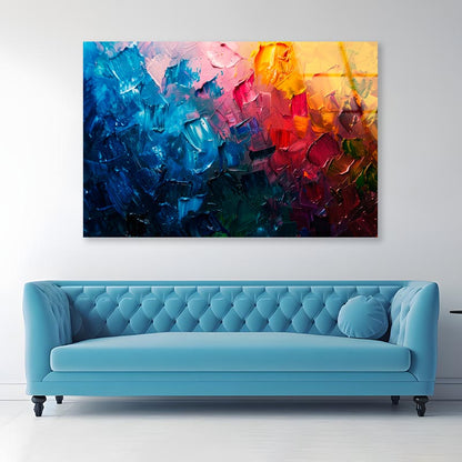 Colorful Abstract Oil Painting  Acrylic Glass Print Tempered Glass Wall Art 100% Made in Australia Ready to Hang