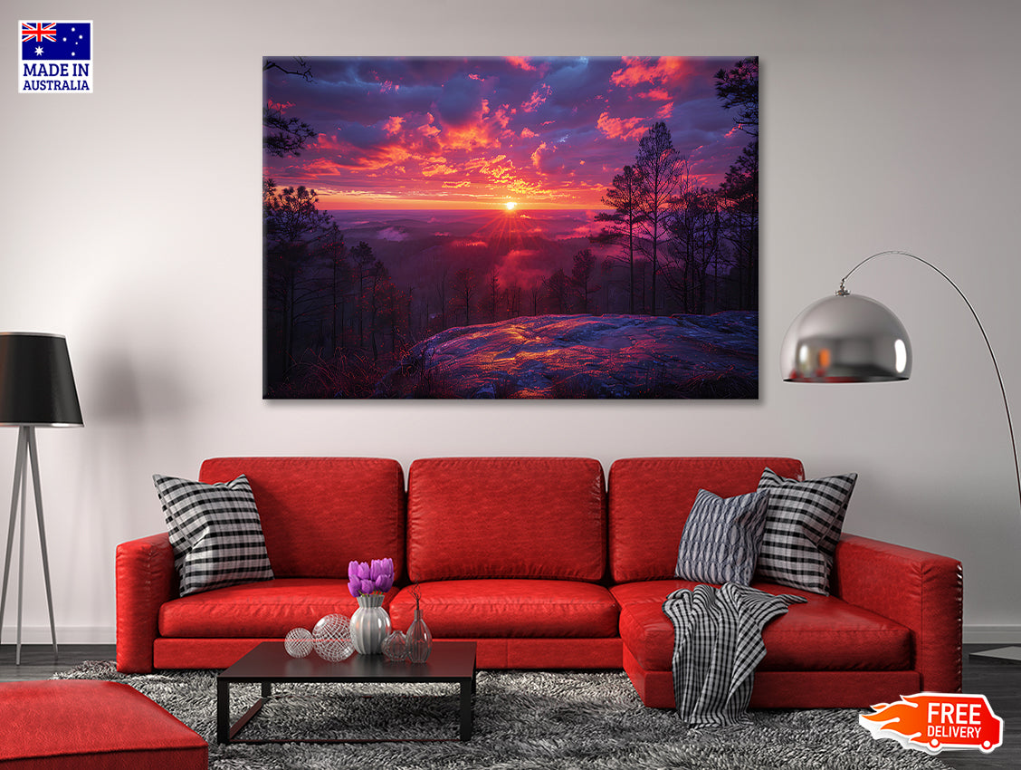 Sunset in the Mountains, Trees Print 100% Australian Made - Bella Home Decor