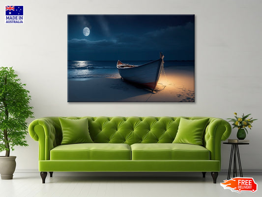 Boat on the Beach in the Night Print 100% Australian Made - Bella Home Decor