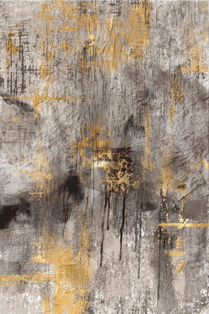 Modern Gold Gray Textured Abstract 60x90cm Metal Print Ready to Hang