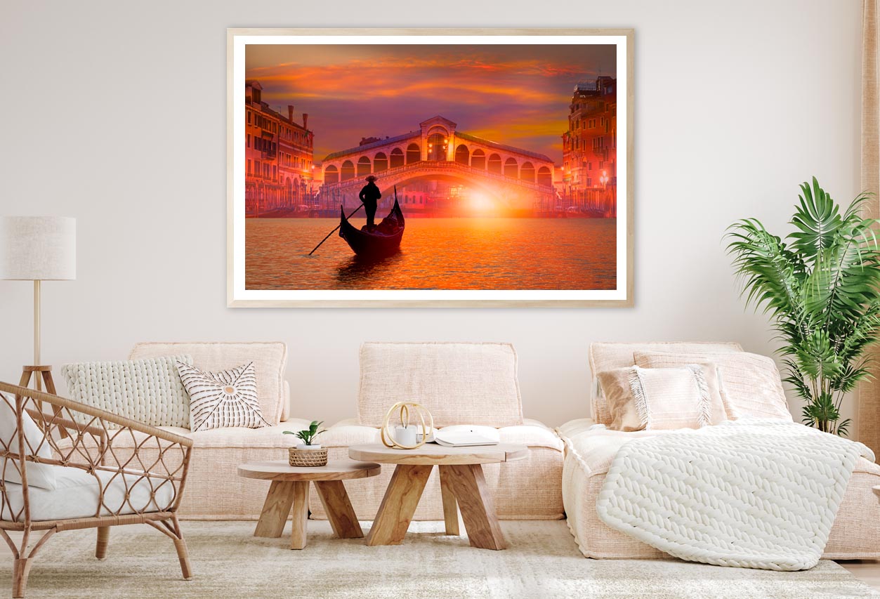 Gondola In Venice at Sunset Home Decor Premium Quality Poster Print Choose Your Sizes