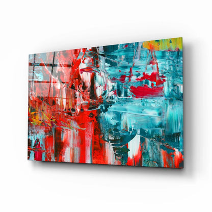 Red Blue Abstract UV Direct Aluminum Print Australian Made Quality