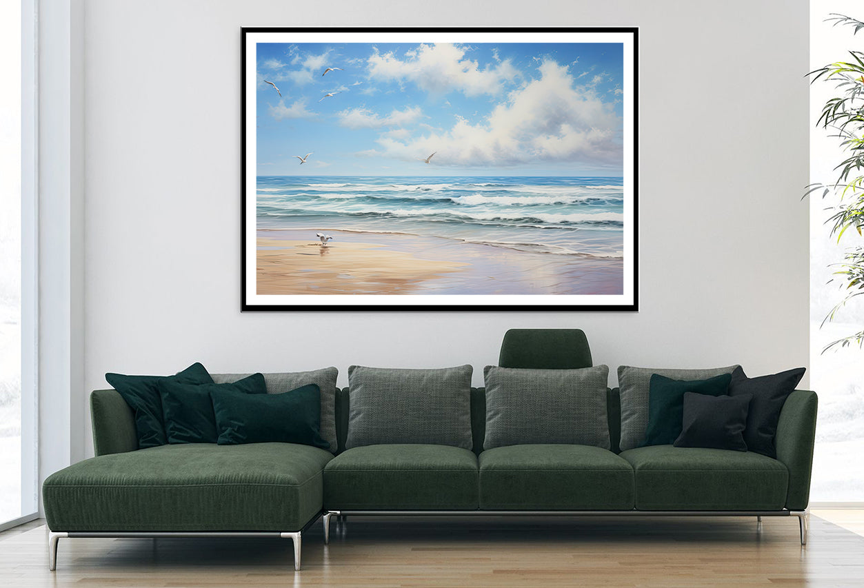 View of Birds Flying Over a Beach Home Decor Premium Quality Poster Print Choose Your Sizes