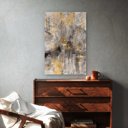 Modern Gold Gray Textured Abstract 40x60cm Metal Print Ready to Hang