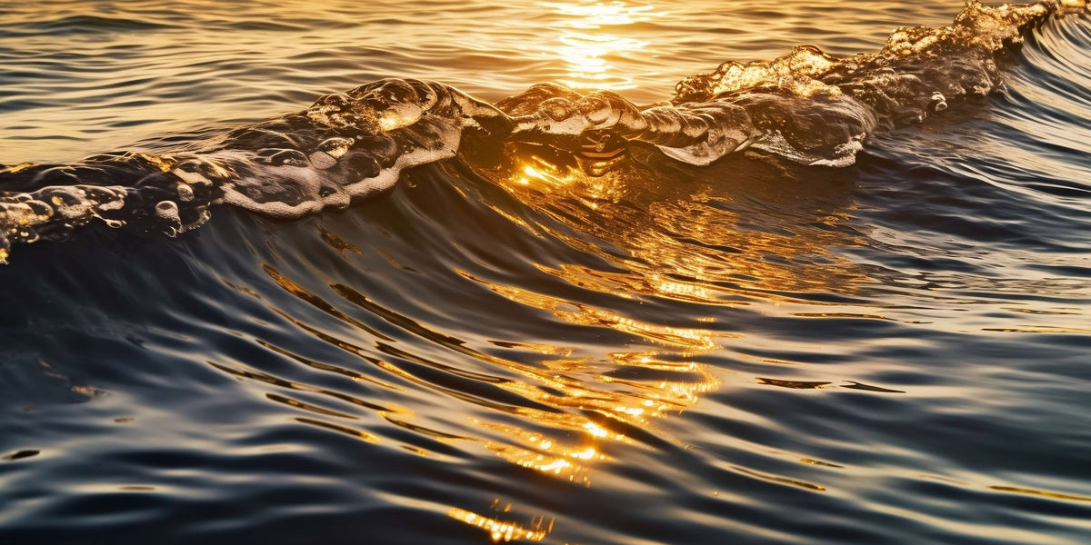 Golden Sunlight Ocean Sunset Wave Wall Art Canvas Office Home Framed 120x60cm