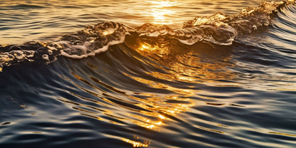 Golden Sunlight Ocean Sunset Wave Wall Art Canvas Office Home Framed 120x60cm