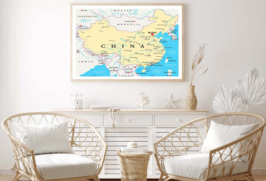 China Political Map with Capital Beijing Home Decor Premium Quality Poster Print Choose Your Sizes