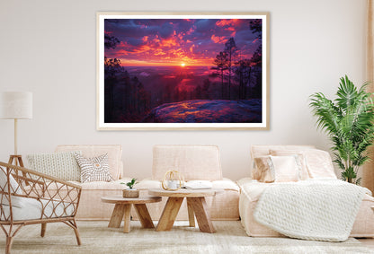 Sunset in the Mountains, Trees Home Decor Premium Quality Poster Print Choose Your Sizes - Bella Home Decor
