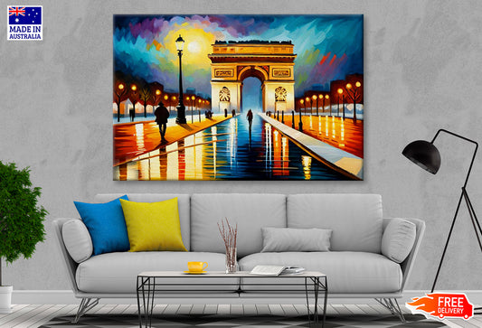 Arc de Triomphe Paris Night Sky Oil Painting Wall Art Limited Edition High Quality Print