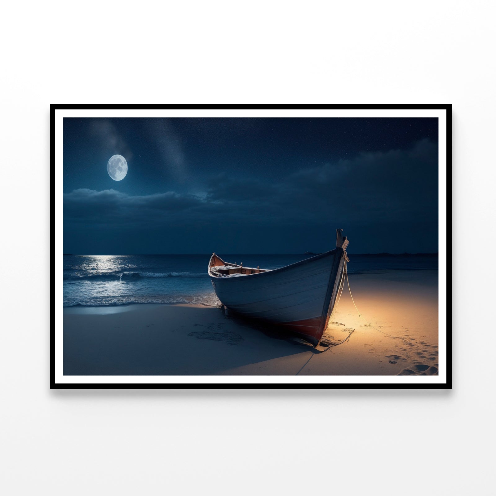 Boat on the Beach in the Night Home Decor Premium Quality Poster Print Choose Your Sizes - Bella Home Decor