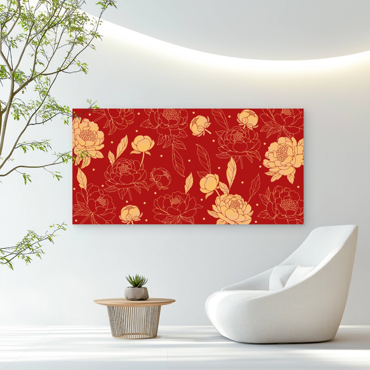 Luxurious Oriental Floral Decor Wall Art Canvas Office Home Room Framed 120x60cm