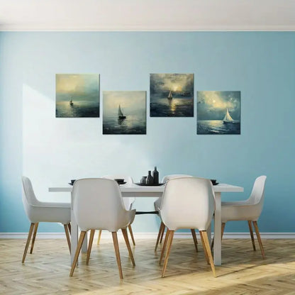 4pcs Rustic Bee & Wildflower Wall Art Canvas Framed