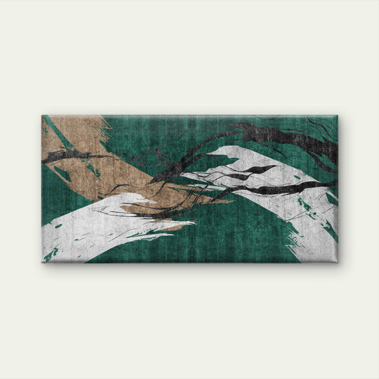 Abstract Emerald Gold Brush Stroke Wall Art Canvas Office Home Framed 120x60cm