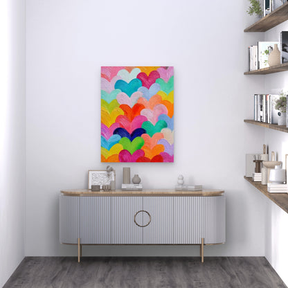 Rainbow Hearts 60x90cm Metal Print Ready to Hang