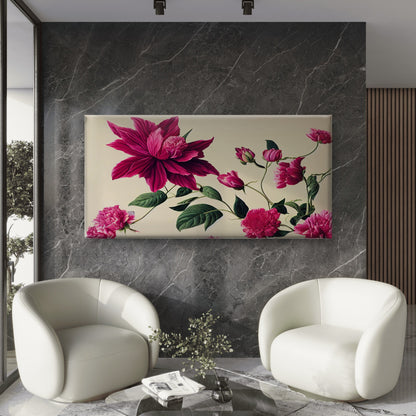 Pink Flowers Gracefully Bloom Wall Art Canvas Office Home Room Framed 120x60cm