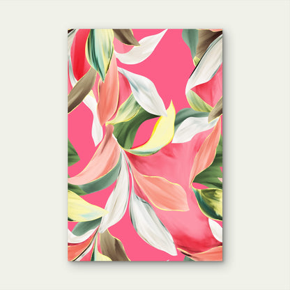 Vibrant Hot Pink Tropical Leaf Foliage 40x60cm Metal Print Ready to Hang
