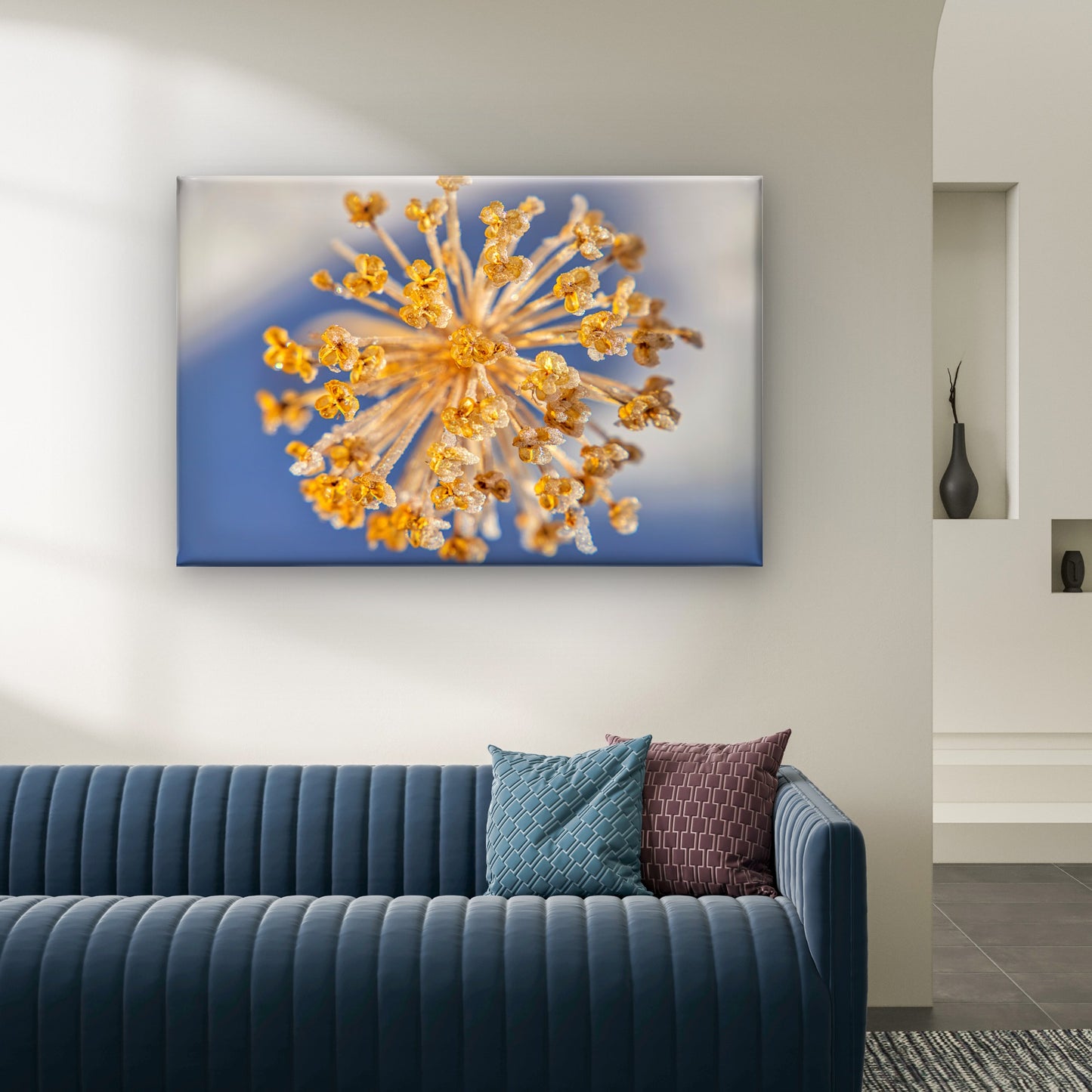 Ice Crystals Round Seedhead with Dried Flower Wall Art Decor 100% Australian Made - Bella Home Decor