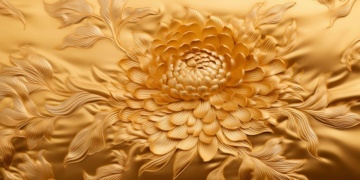 Modern Flowers Luxury Gold Floral Wall Art Canvas Office Home Framed 120x60cm