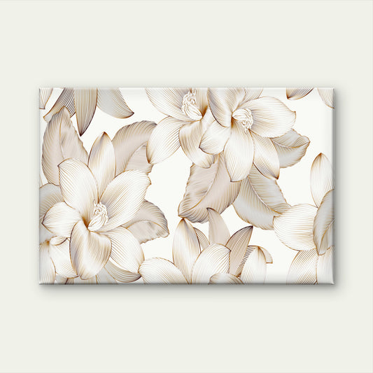 Luxury White and Gold Magnolia Floral Seamless Pattern Wall Art Decor 100% Australian Made