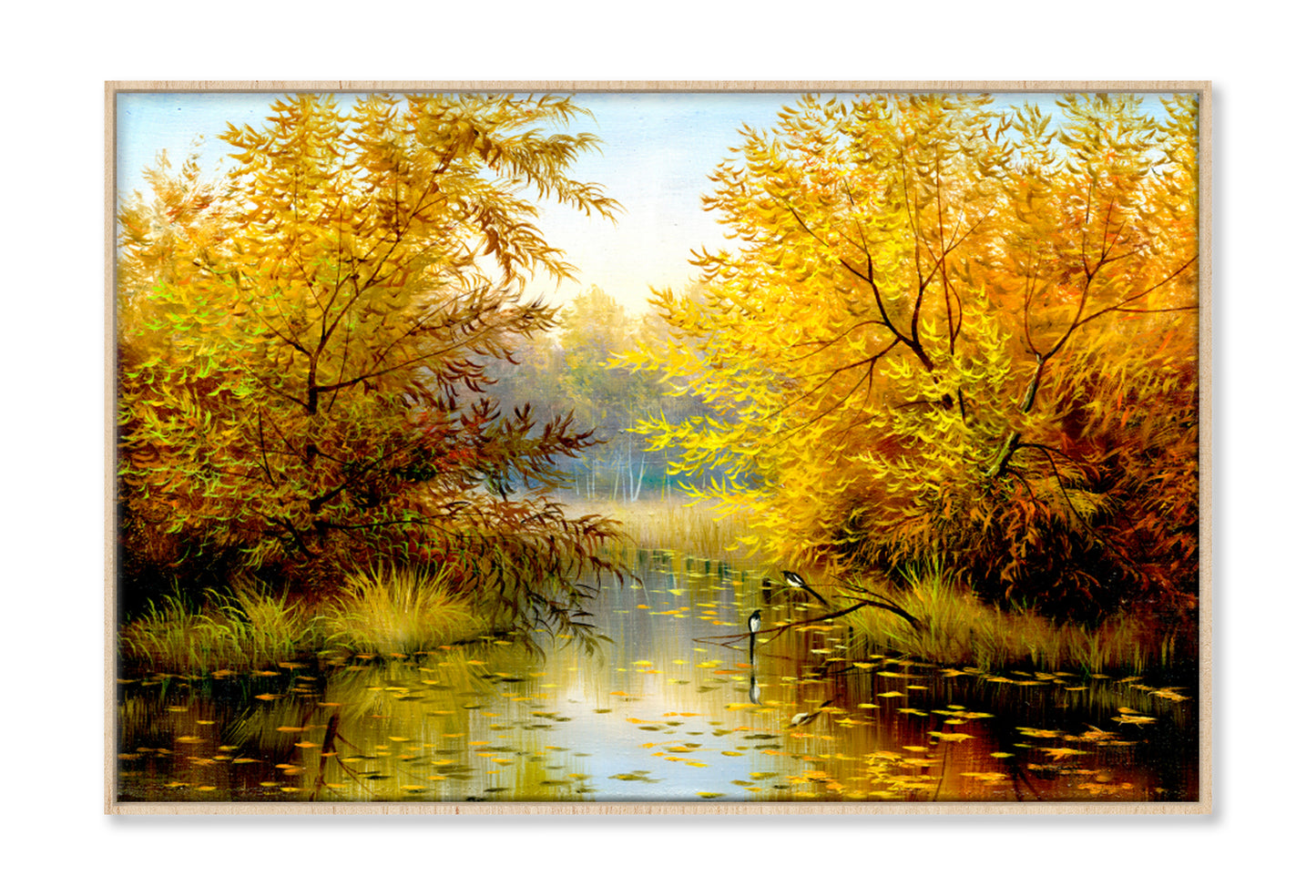 Wood Lake Oil Painting Wall Art Limited Edition High Quality Print Canvas Box Framed Natural