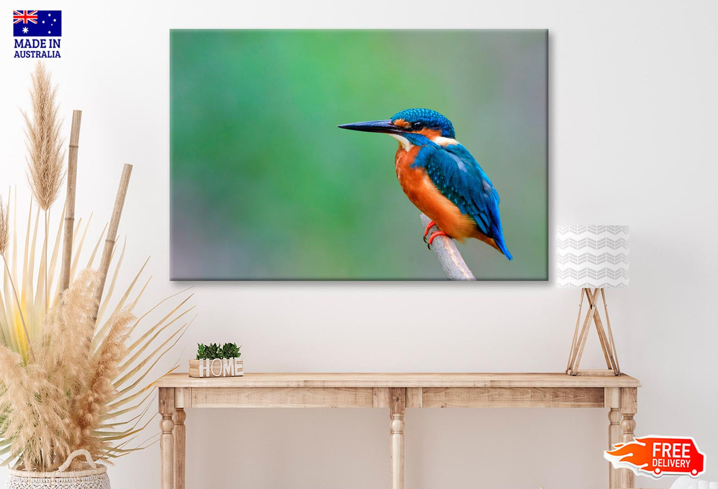 Beautiful Bird in Nature Common Kingfisher  Wall Art Decor 100% Australian Made