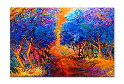 Autumn Forest Oil Painting Wall Art Limited Edition High Quality Print Stretched Canvas None