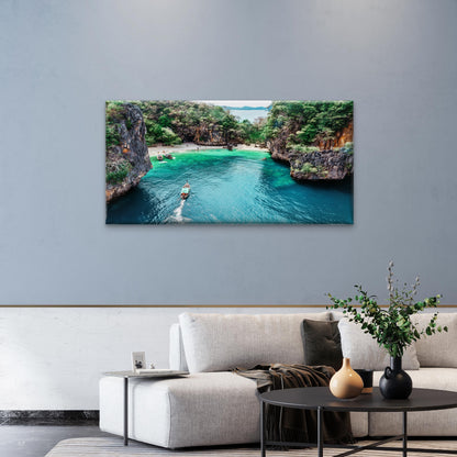 Aerial view Lao Lading Island Krabi Thailand Wall Art Canvas Office Home Room Framed 120x60cm