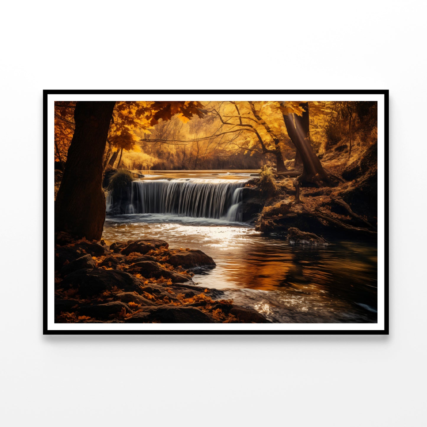 Beautiful autumn with Yellow Trees and Water Home Decor Premium Quality Poster Print Choose Your Sizes