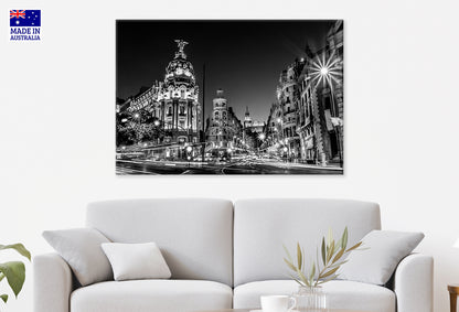 Main Shopping Street in Madrid at Night Spain Wall Art Decor 100% Australian Made