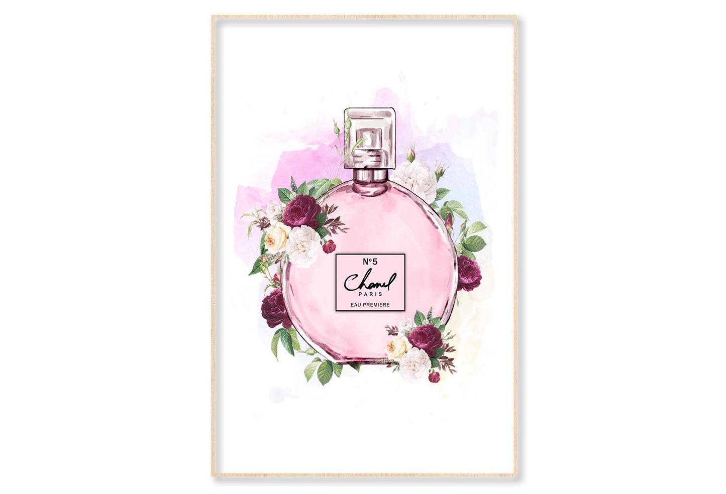 Pink Elegant Perfume Wall Art Limited Edition High Quality Print Canvas Box Framed Natural