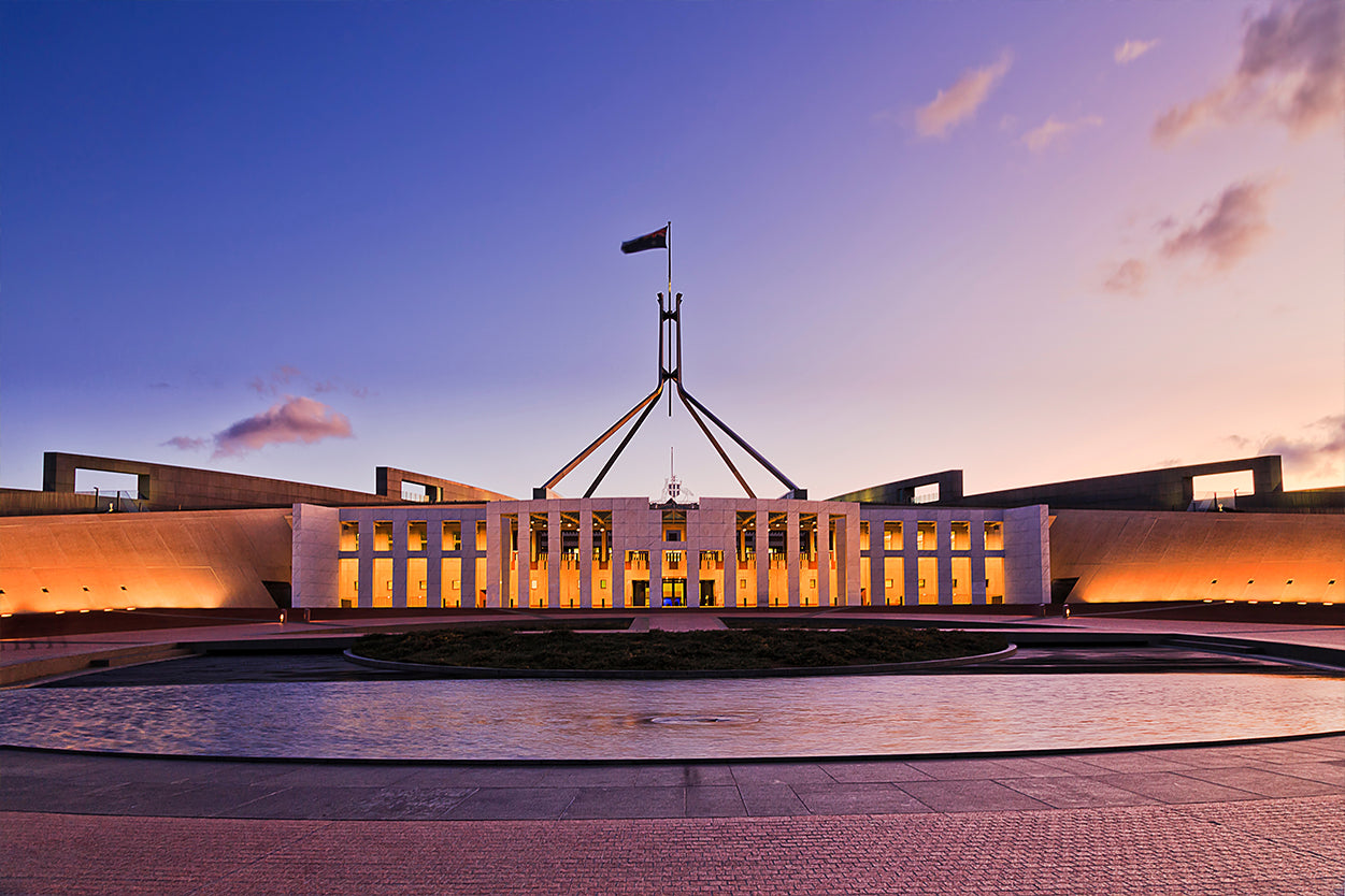 Canberra ACT Australia Parliament House Sunset Wall Art Decor 100% Australian Made - Bella Home Decor