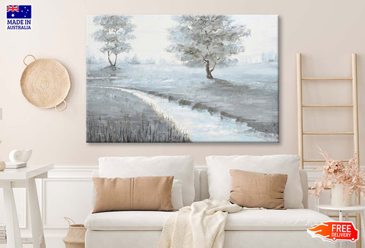 An autumn, River, Art, Painting Wall Art Limited Edition High Quality Print