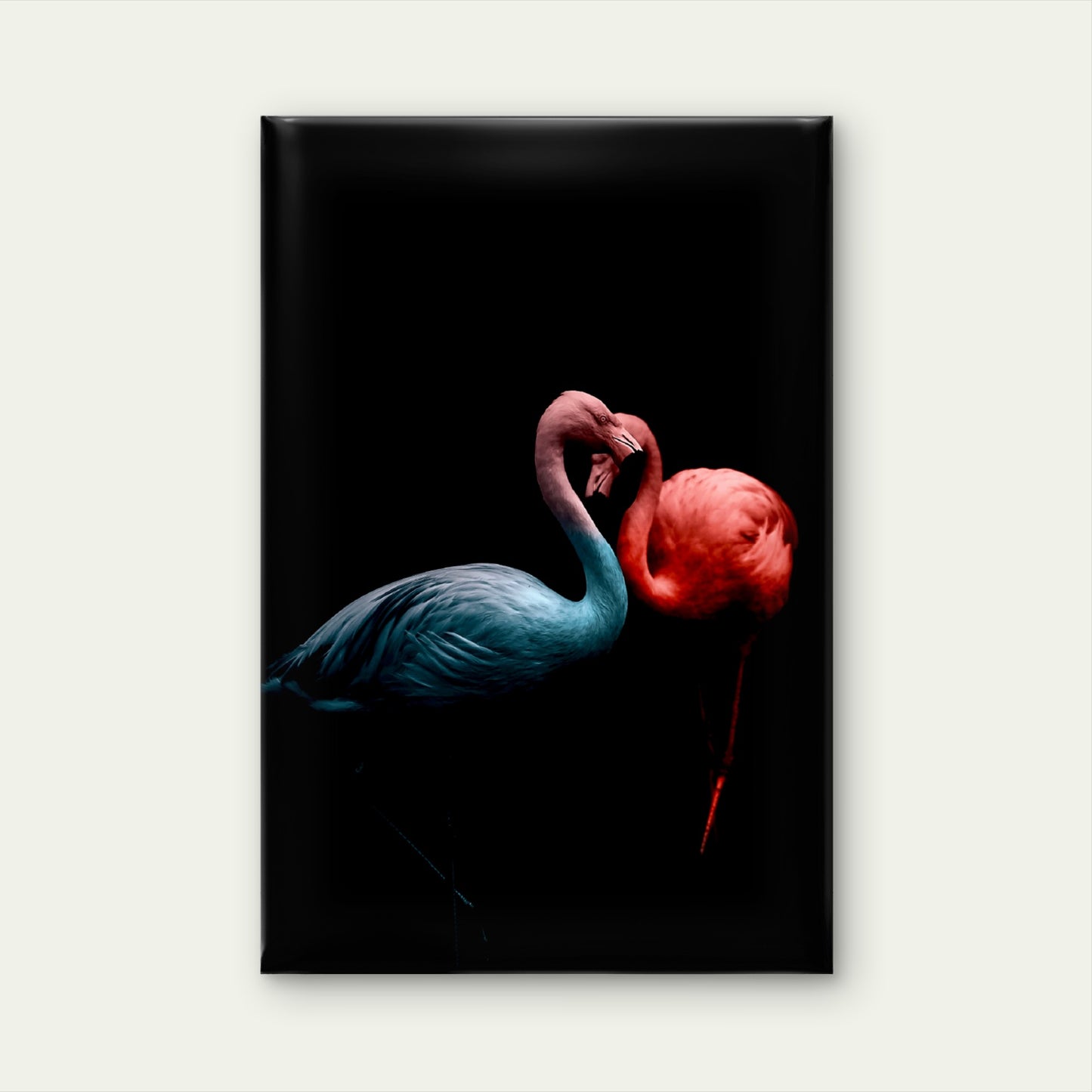 Couple of Flamingos Red and Blue Animals Wall Art Decor 100% Australian Made