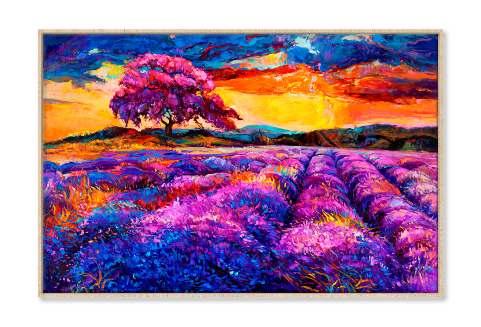 Lavender fields Oil Painting Wall Art Limited Edition High Quality Print Canvas Box Framed Natural