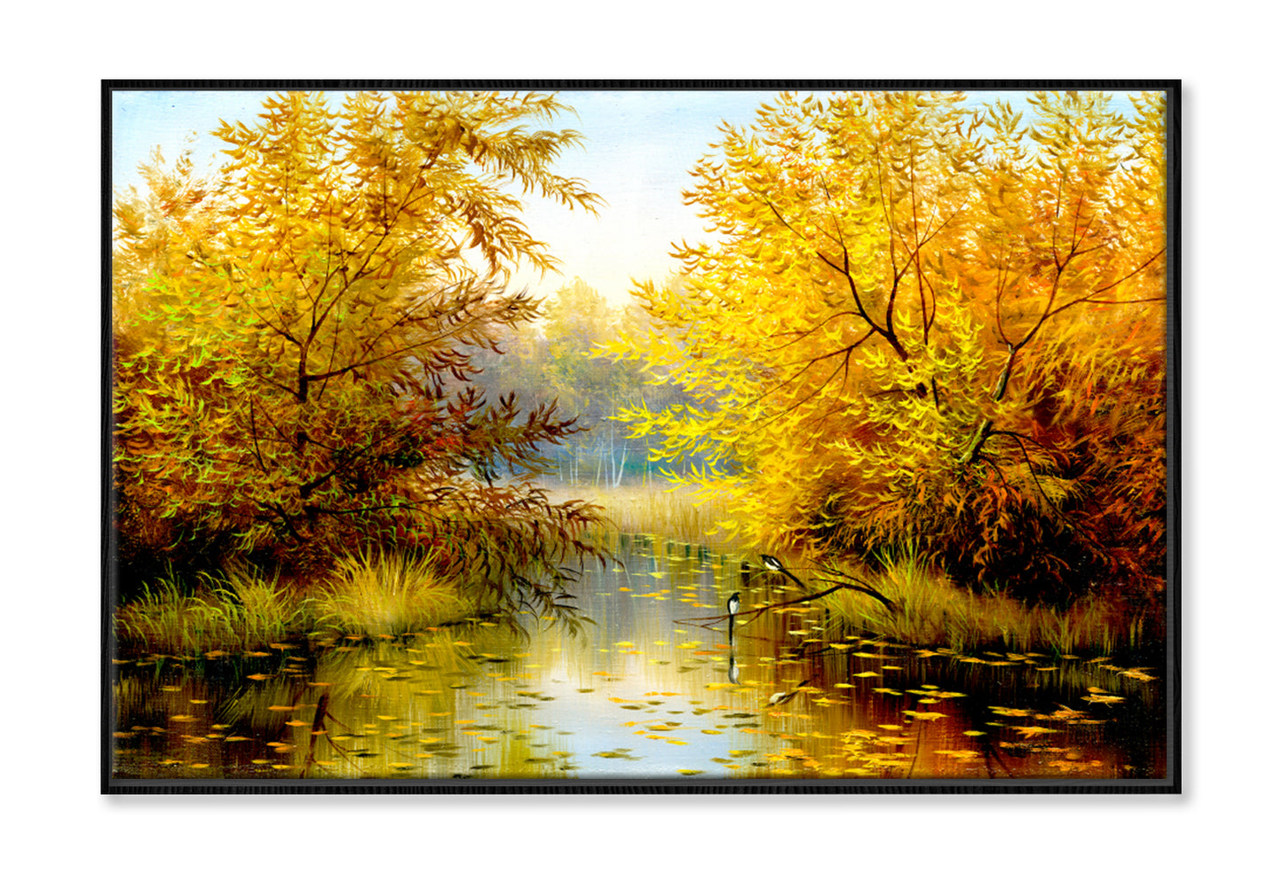 Wood Lake Oil Painting Wall Art Limited Edition High Quality Print Canvas Box Framed Black